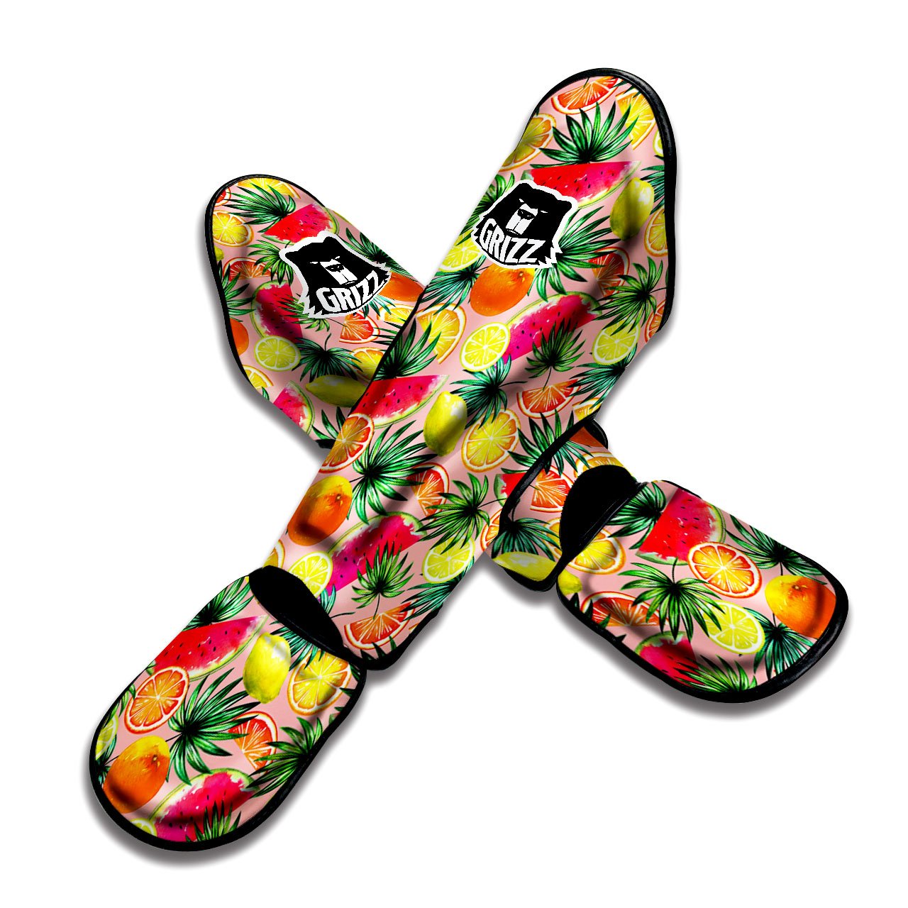 Hawaiian Fruits Pink Print Pattern Muay Thai Shin Guards-grizzshop