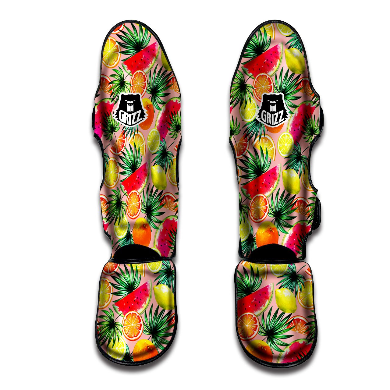 Hawaiian Fruits Pink Print Pattern Muay Thai Shin Guards-grizzshop