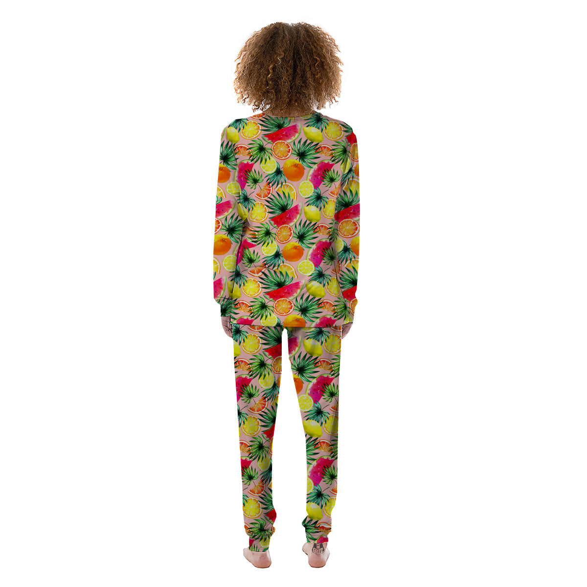 Hawaiian Fruits Pink Print Pattern Women's Pajamas-grizzshop