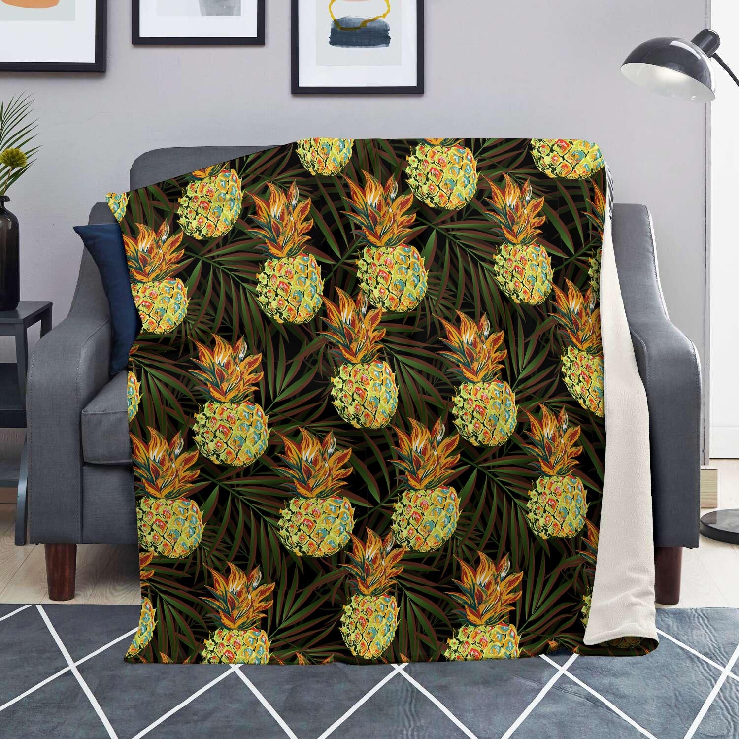 Hawaiian Golden Pineapple Edm Print Blanket-grizzshop