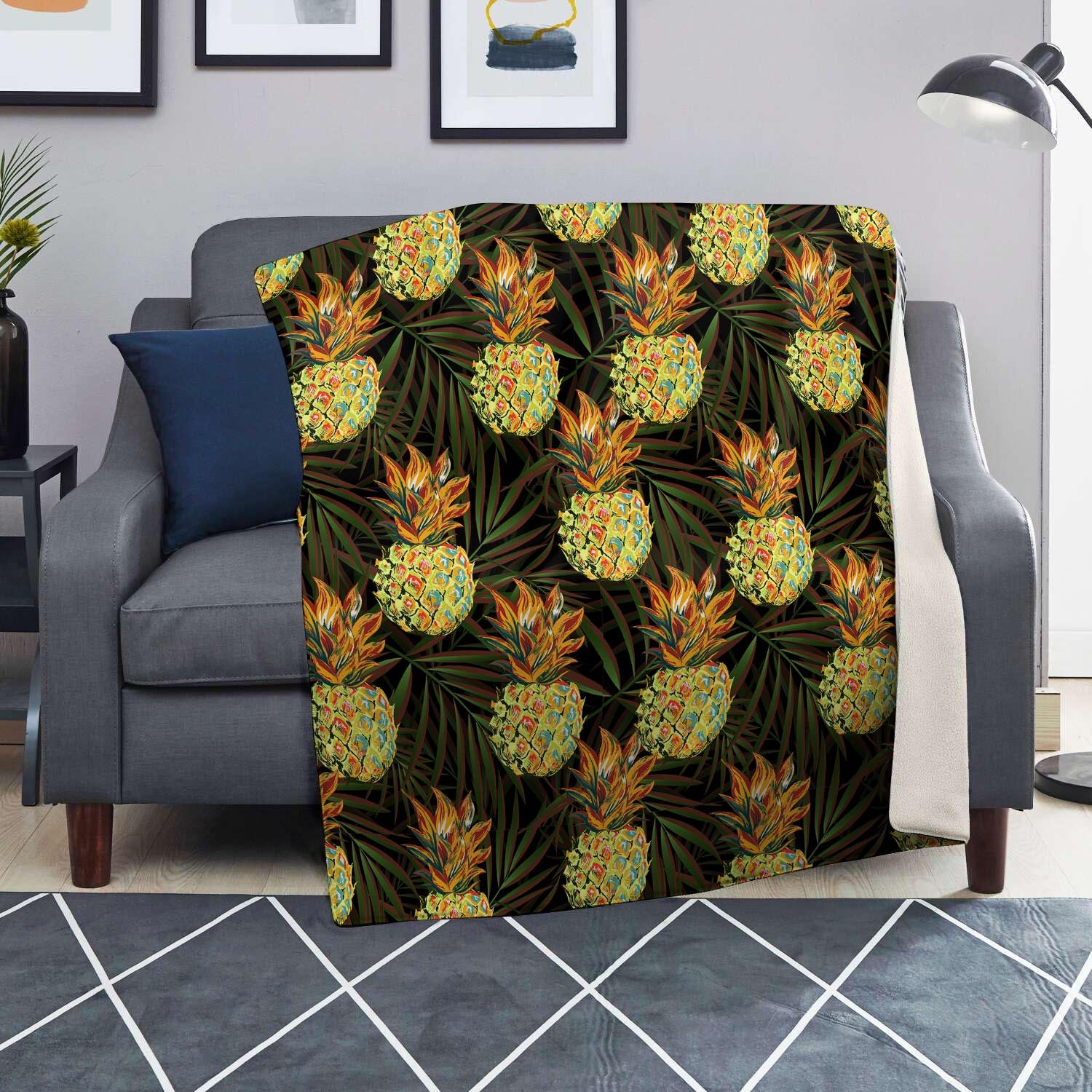 Hawaiian Golden Pineapple Edm Print Blanket-grizzshop