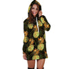 Hawaiian Golden Pineapple Edm Print Hoodie Dress-grizzshop