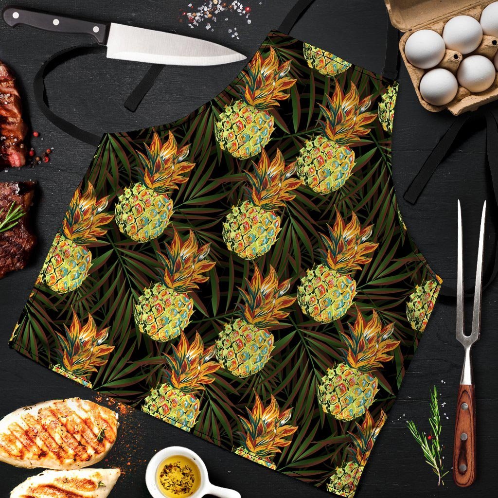 Hawaiian Golden Pineapple Edm Print Men's Apron-grizzshop