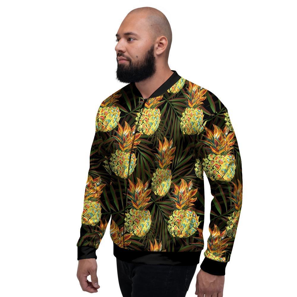 Hawaiian Golden Pineapple Edm Print Men's Bomber Jacket-grizzshop