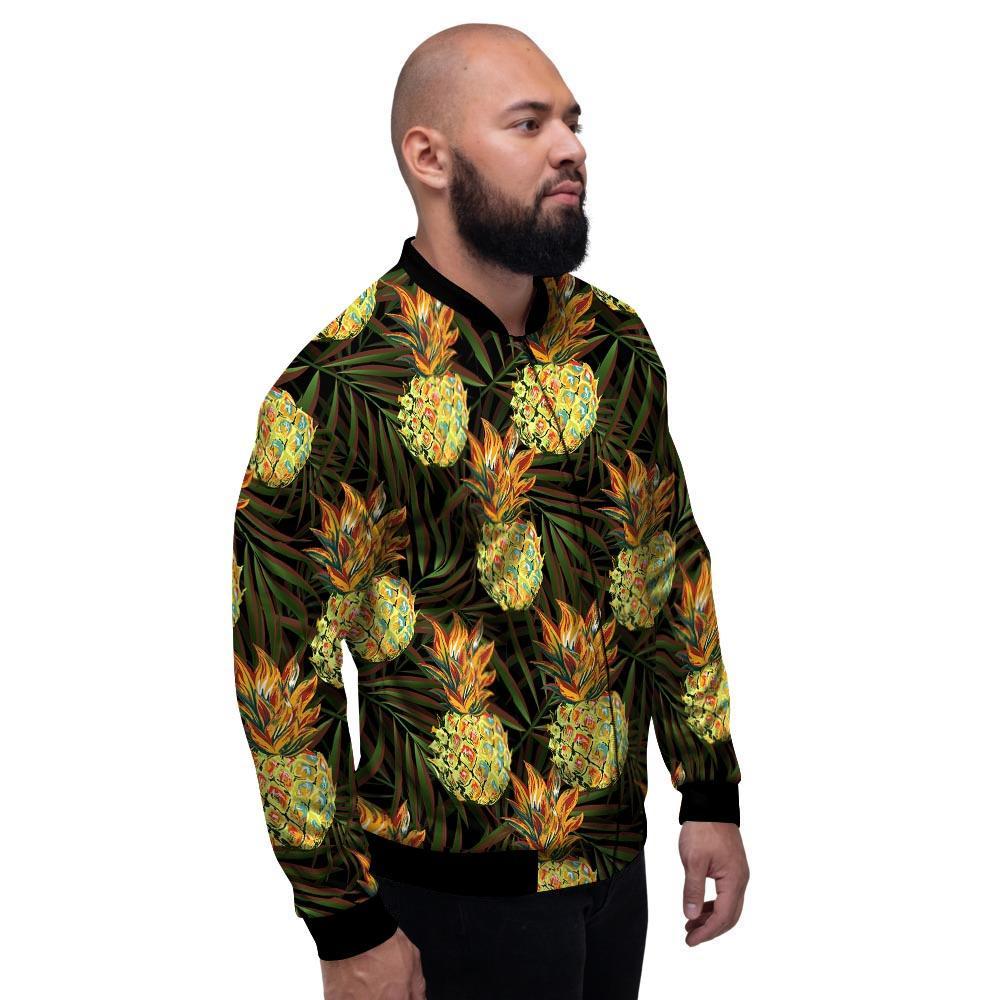 Hawaiian Golden Pineapple Edm Print Men's Bomber Jacket-grizzshop