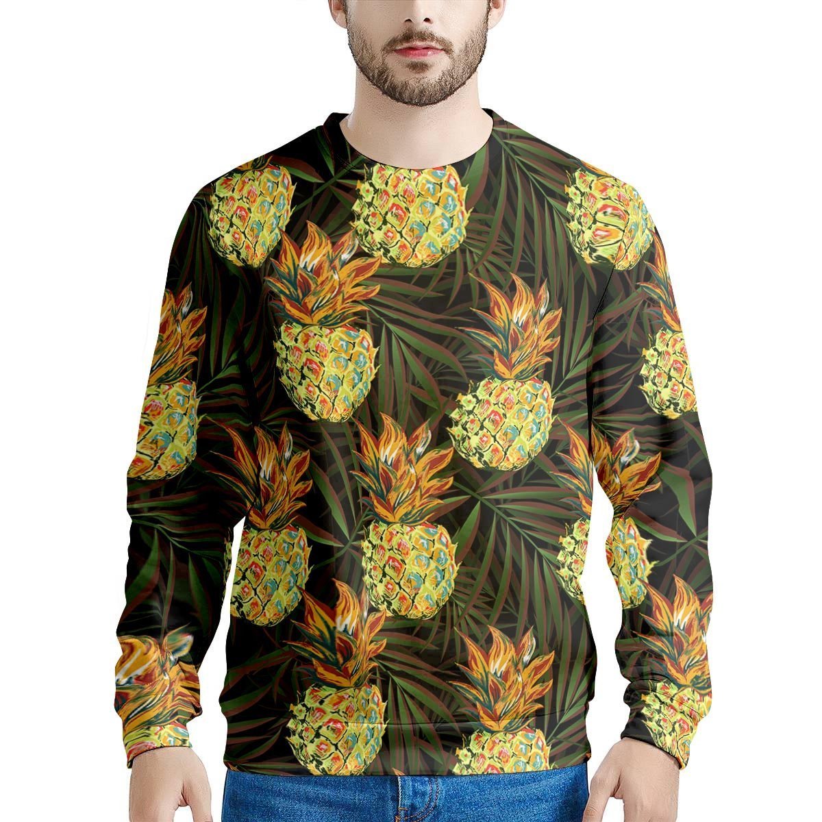 Hawaiian Golden Pineapple Edm Print Men's Sweatshirt-grizzshop