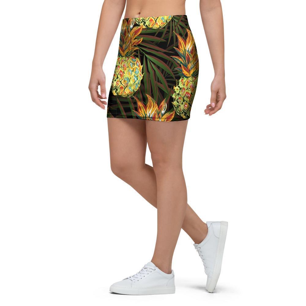 Hawaiian Golden Pineapple Edm Print Mini Skirt-grizzshop