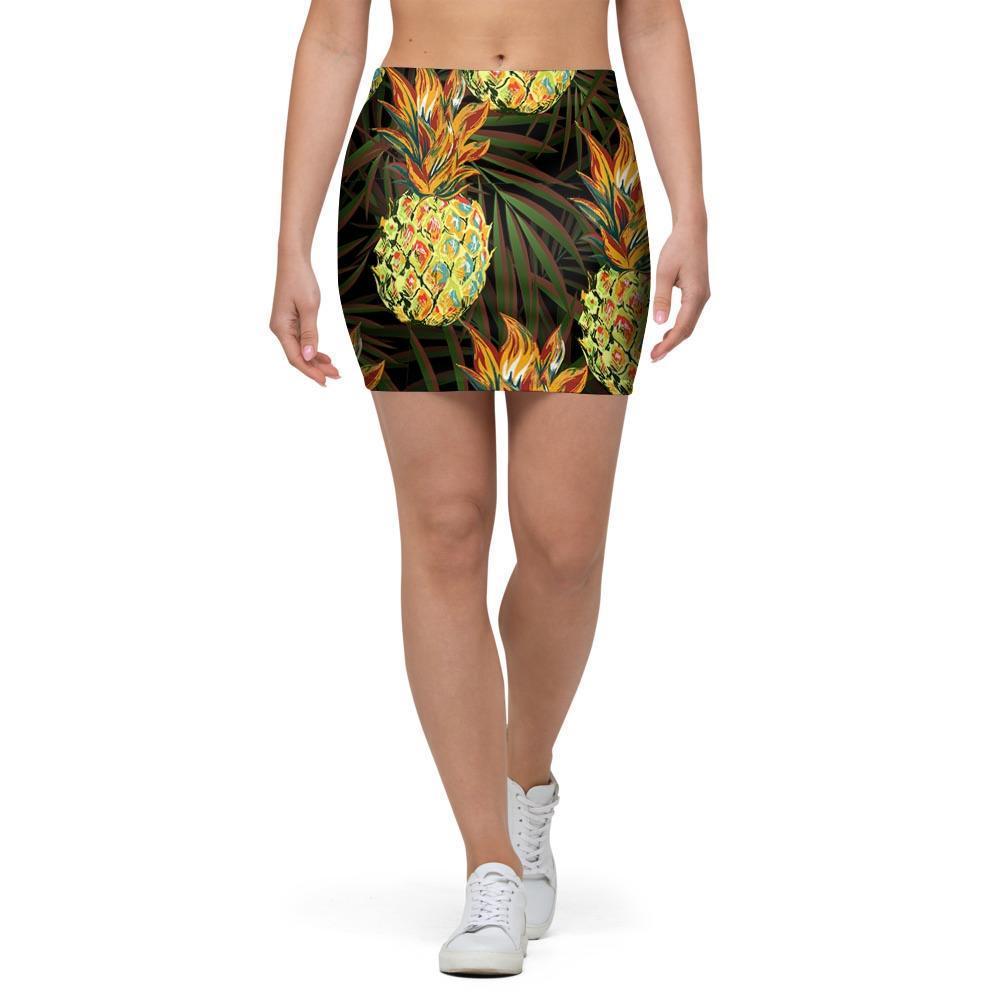 Hawaiian Golden Pineapple Edm Print Mini Skirt-grizzshop