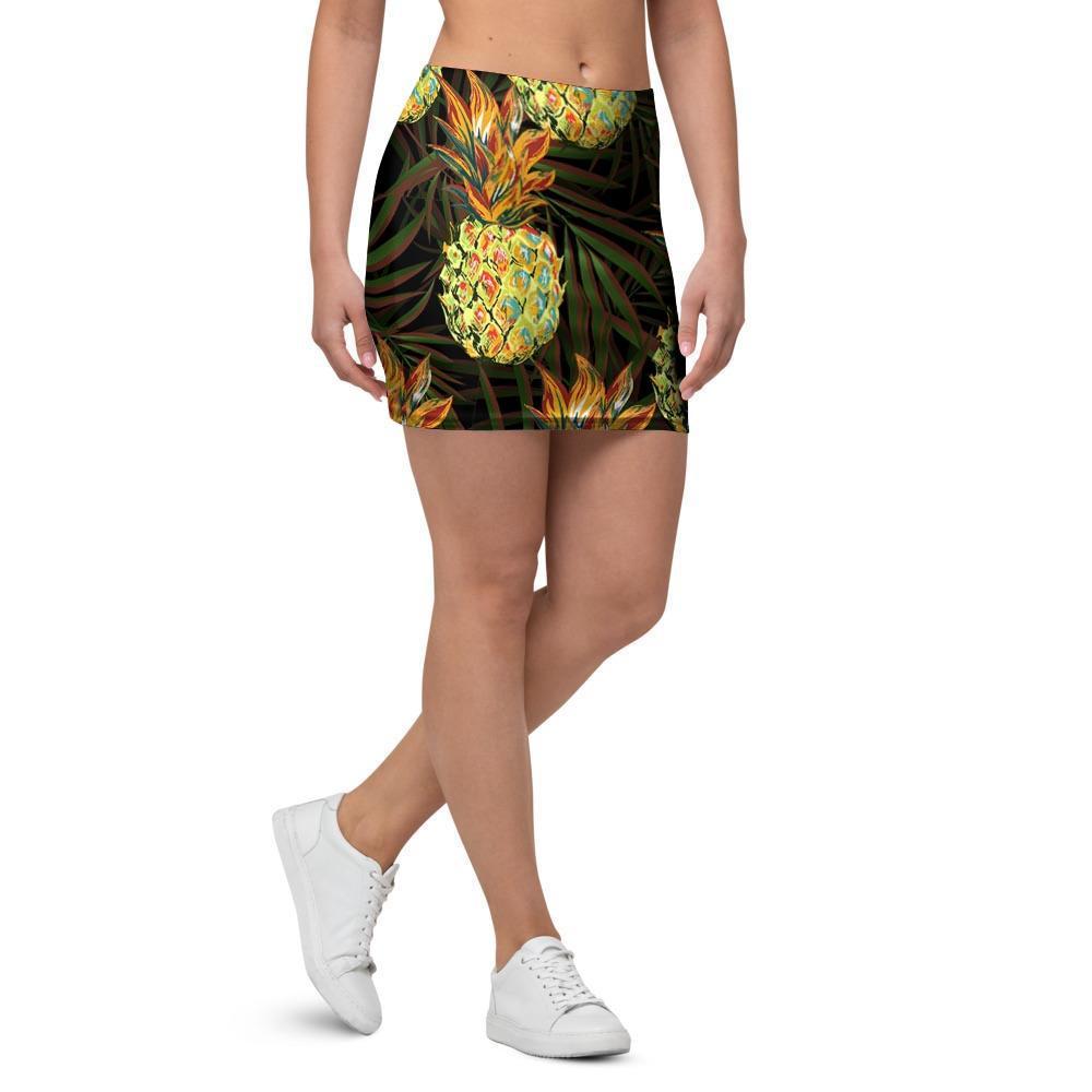 Hawaiian Golden Pineapple Edm Print Mini Skirt-grizzshop
