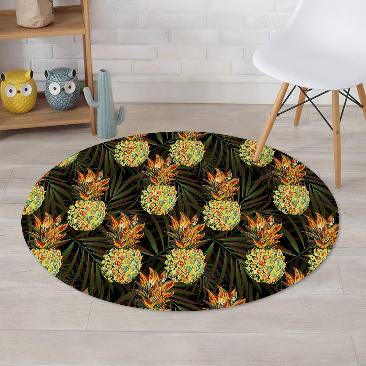 Hawaiian Golden Pineapple Edm Print Round Rug-grizzshop