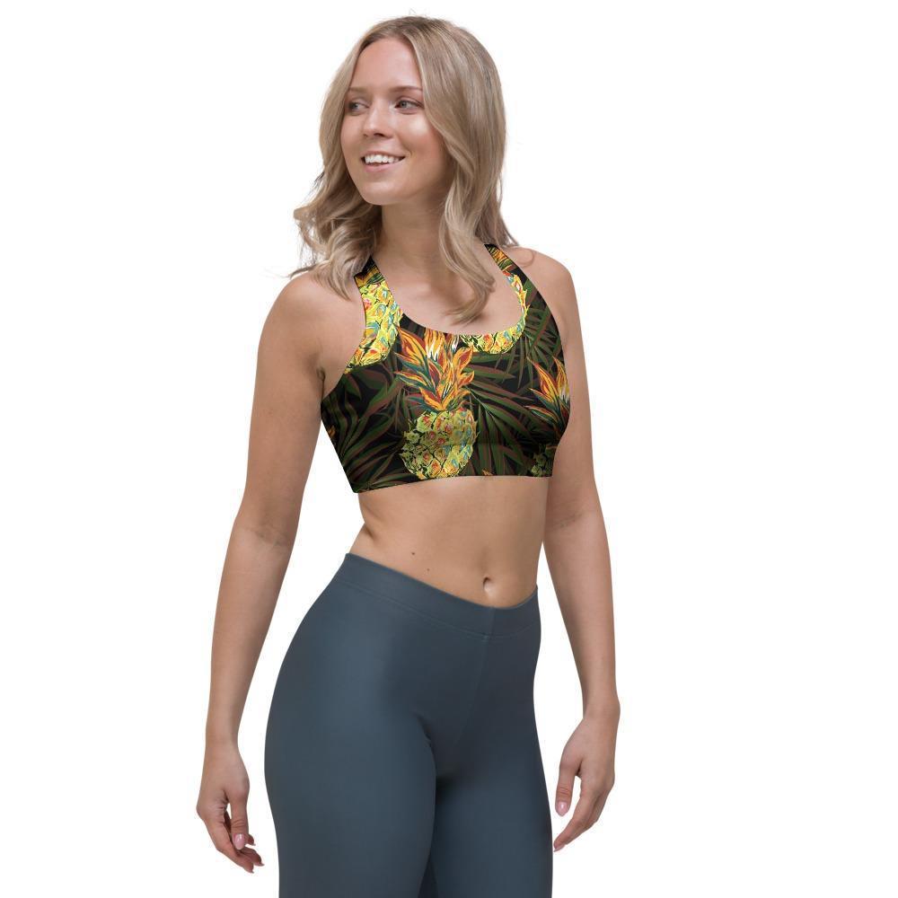 Hawaiian Golden Pineapple Edm Print Sports Bra-grizzshop