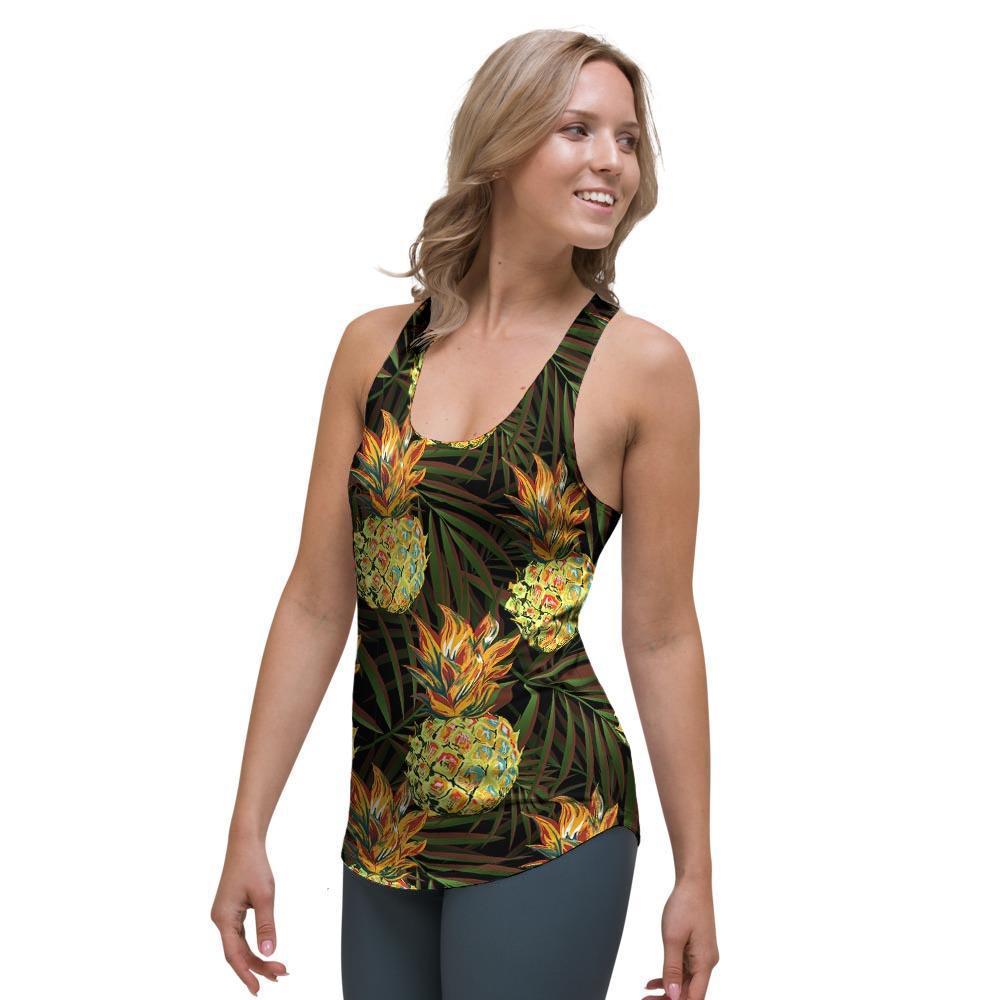 Hawaiian Golden Pineapple Edm Print Women's Racerback Tank Top-grizzshop