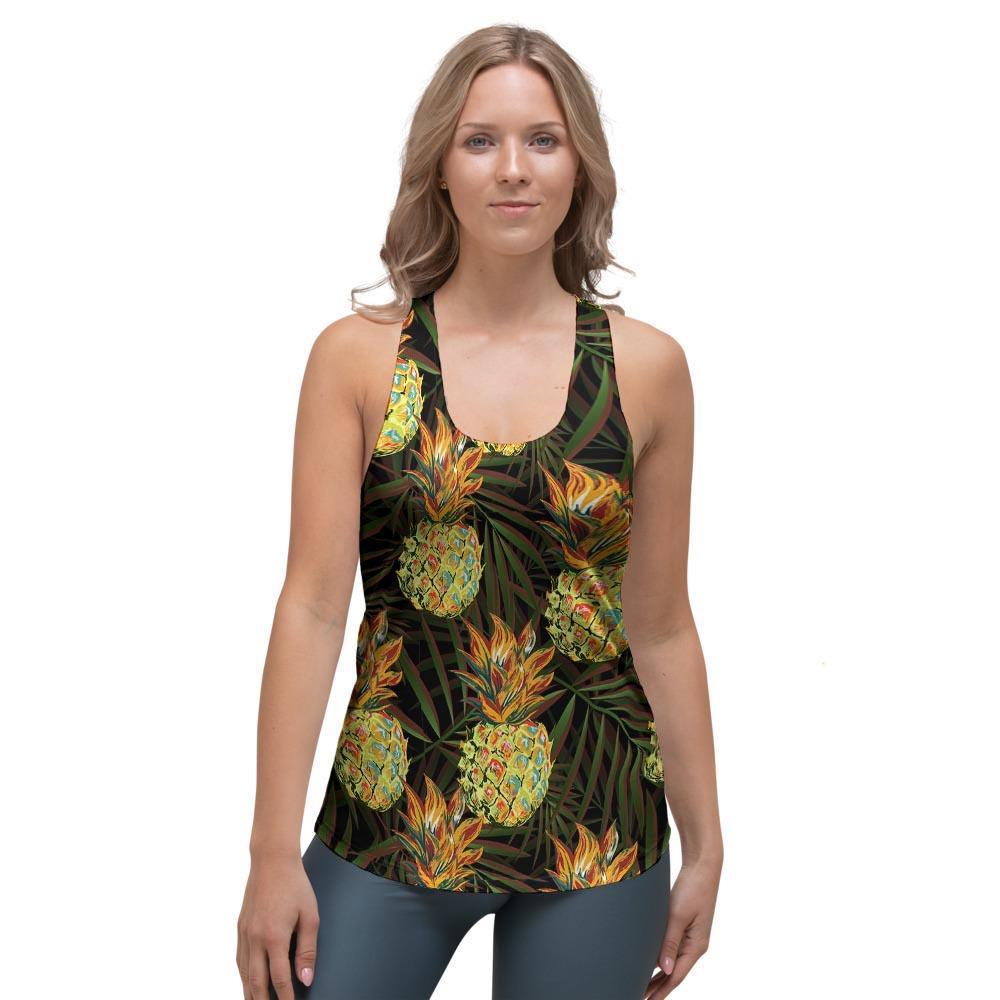 Hawaiian Golden Pineapple Edm Print Women's Racerback Tank Top-grizzshop