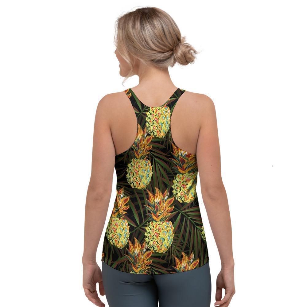 Hawaiian Golden Pineapple Edm Print Women's Racerback Tank Top-grizzshop