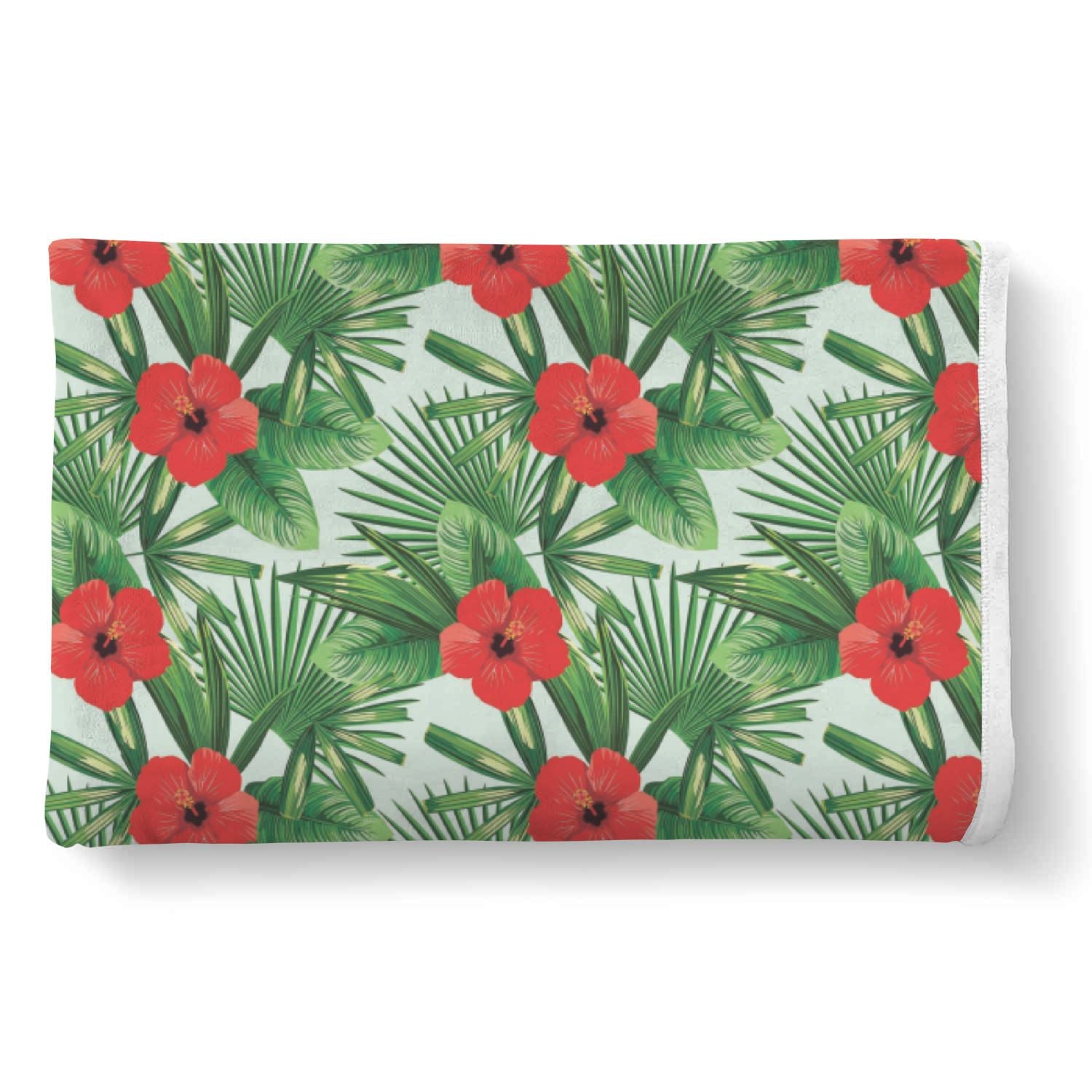 Hawaiian Hibiscus Floral Tropical Flower Palm Leaves Pattern Print Throw Blanket-grizzshop