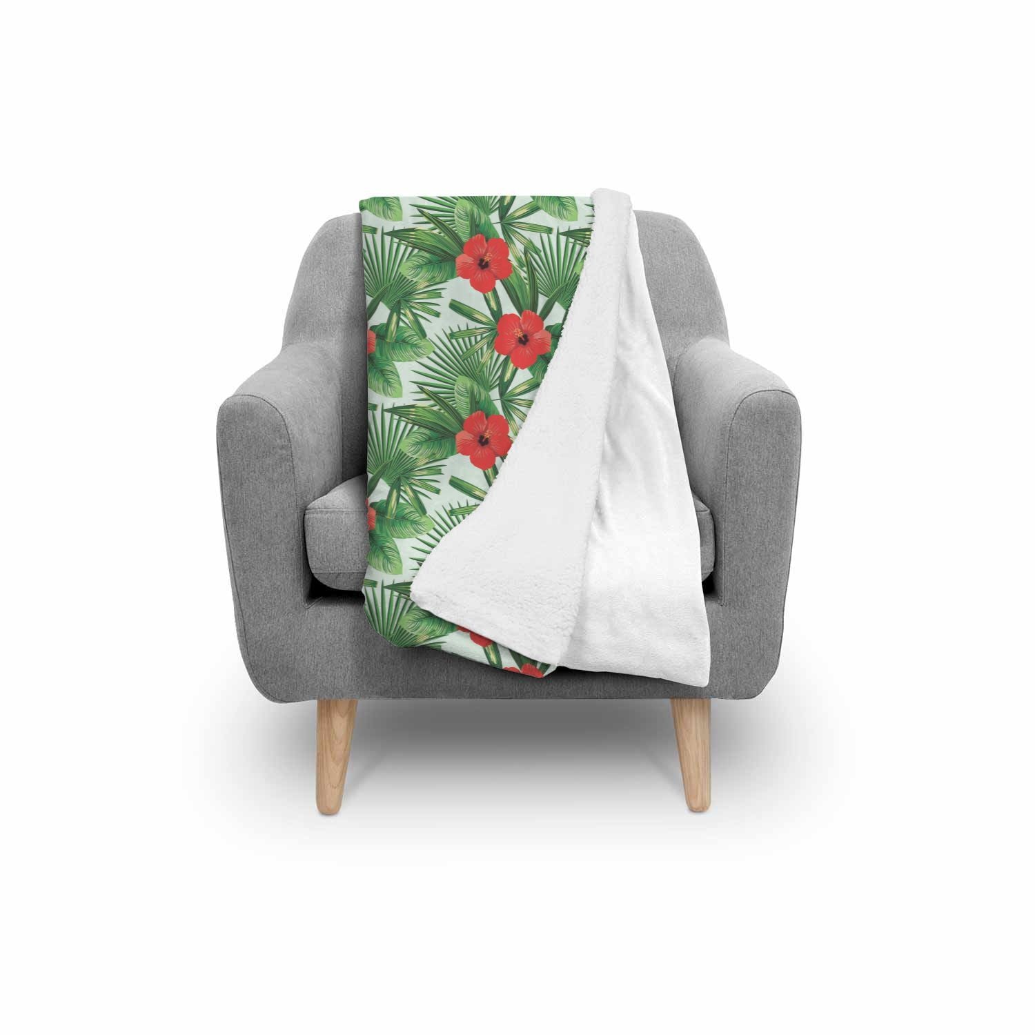 Hawaiian Hibiscus Floral Tropical Flower Palm Leaves Pattern Print Throw Blanket-grizzshop