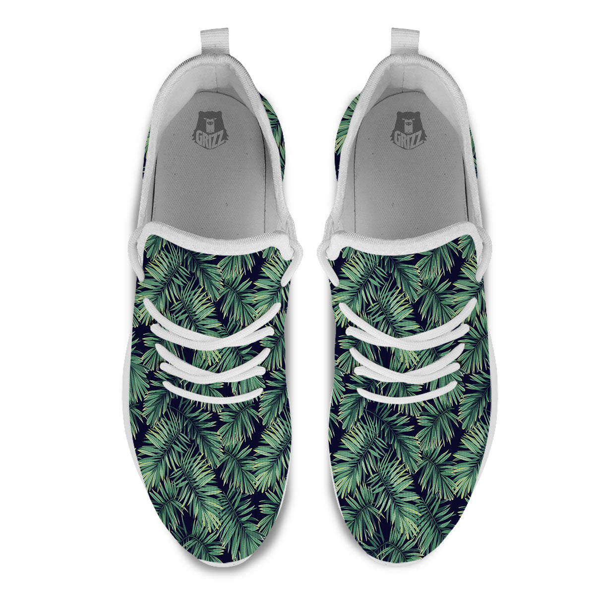 Hawaiian Leaves Tropical Print Pattern White Athletic Shoes-grizzshop