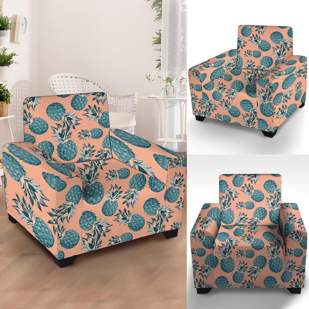 Hawaiian Neon Pineapple Print Armchair Cover-grizzshop