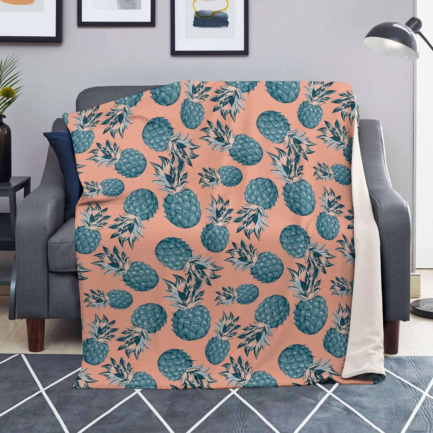 Hawaiian Neon Pineapple Print Blanket-grizzshop