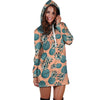 Hawaiian Neon Pineapple Print Hoodie Dress-grizzshop