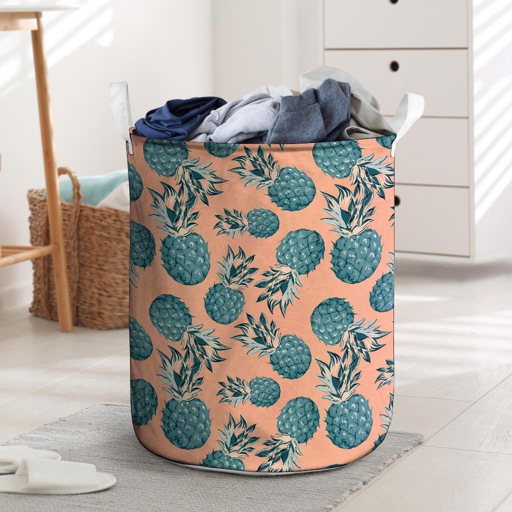 Hawaiian Neon Pineapple Print Laundry Basket-grizzshop