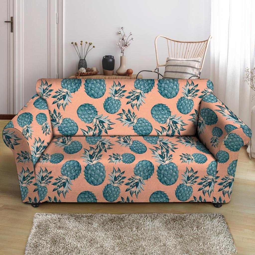 Hawaiian Neon Pineapple Print Loveseat Cover-grizzshop