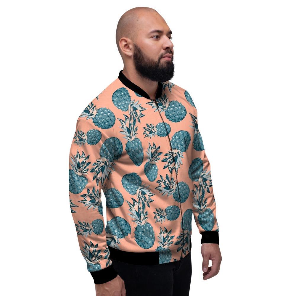 Hawaiian Neon Pineapple Print Men's Bomber Jacket-grizzshop