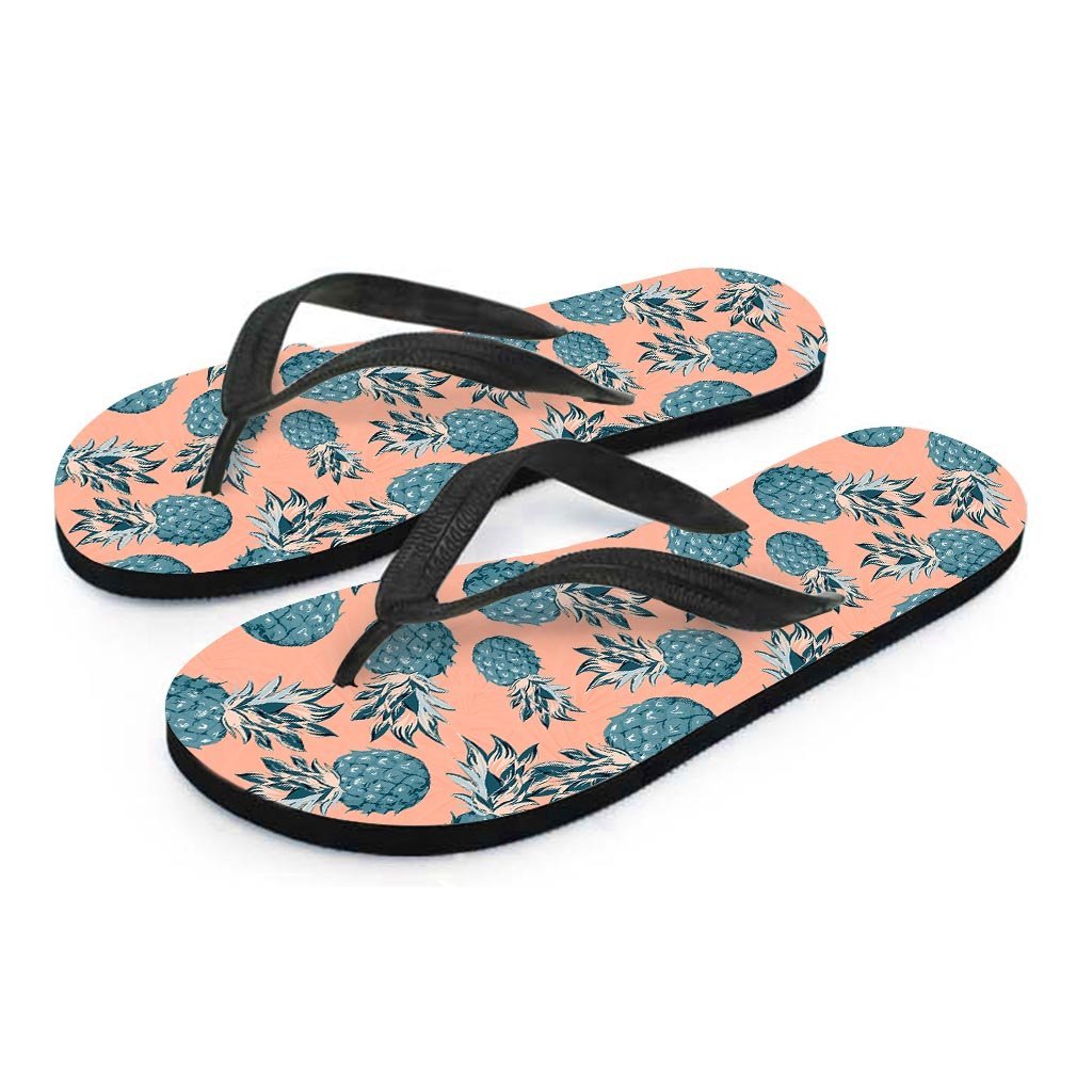 Hawaiian Neon Pineapple Print Men's Flip Flops-grizzshop