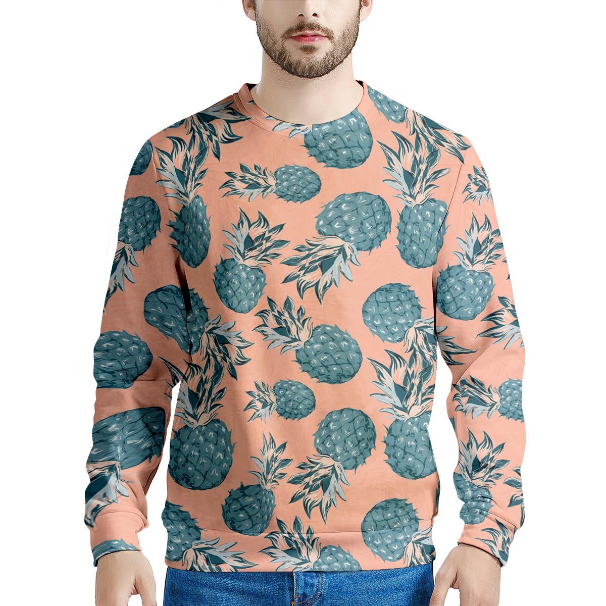 Hawaiian Neon Pineapple Print Men's Sweatshirt-grizzshop