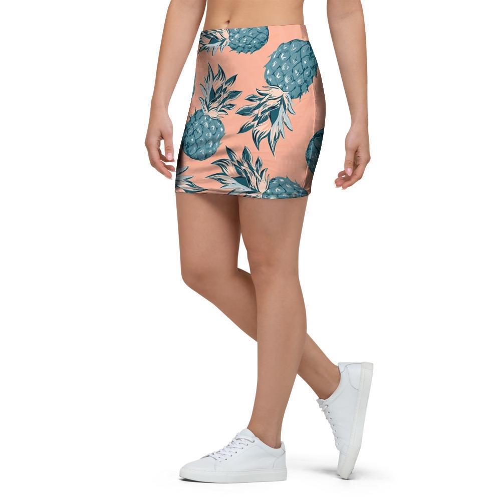 Hawaiian Neon Pineapple Print Mini Skirt-grizzshop