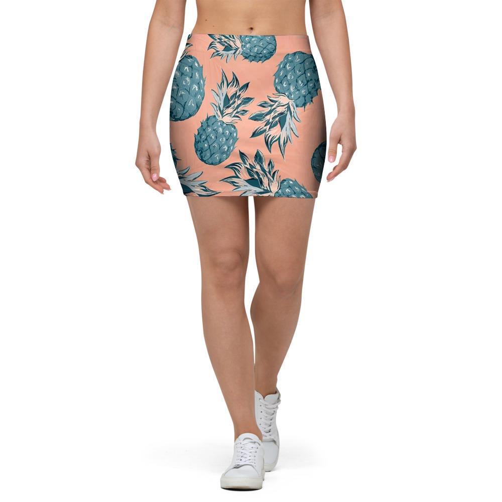 Hawaiian Neon Pineapple Print Mini Skirt-grizzshop