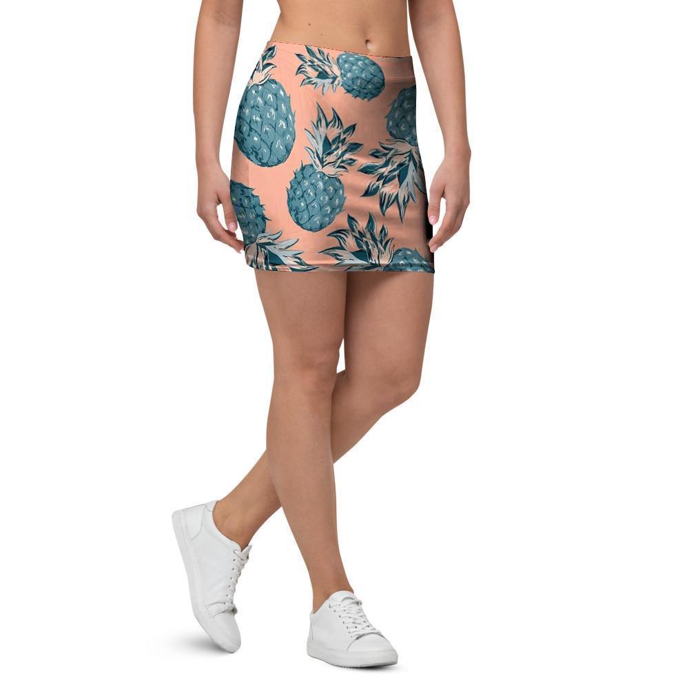 Hawaiian Neon Pineapple Print Mini Skirt-grizzshop