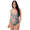 Hawaiian Neon Pineapple Print One Piece Swimsuite-grizzshop