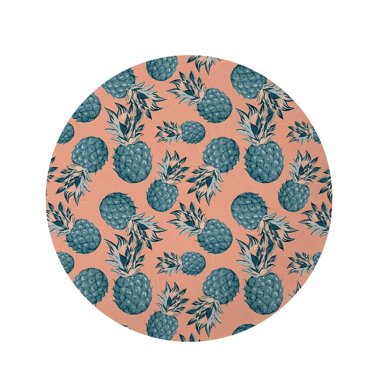 Hawaiian Neon Pineapple Print Round Rug-grizzshop