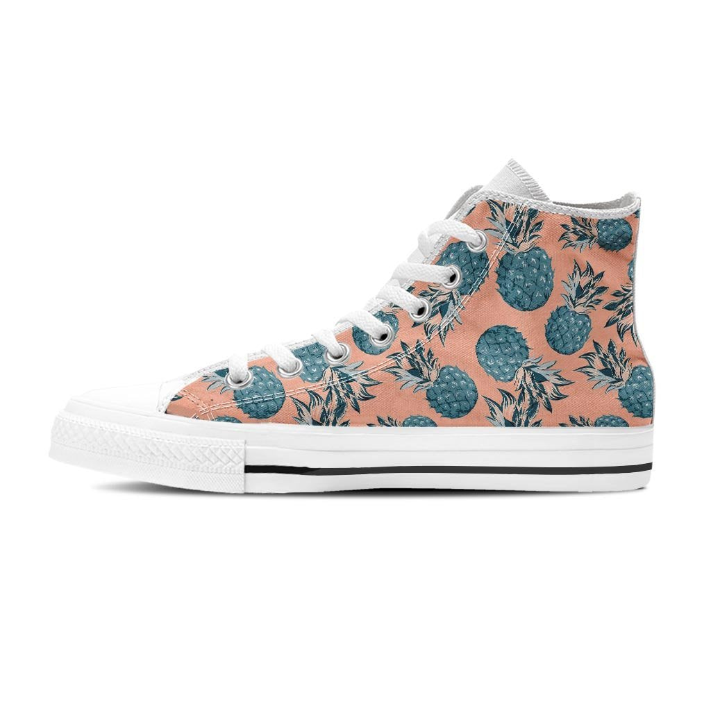 Hawaiian Neon Pineapple Print Women's High Top Shoes-grizzshop