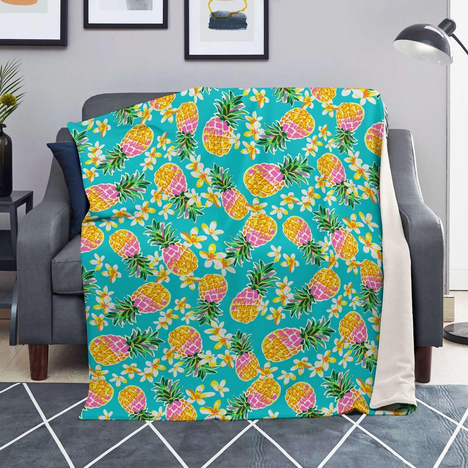 Hawaiian Pineapple Print Blanket-grizzshop