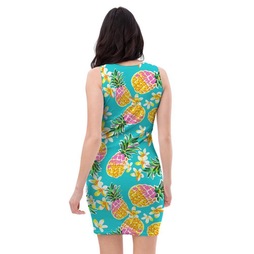 Hawaiian Pineapple Print Bodycon Dress-grizzshop