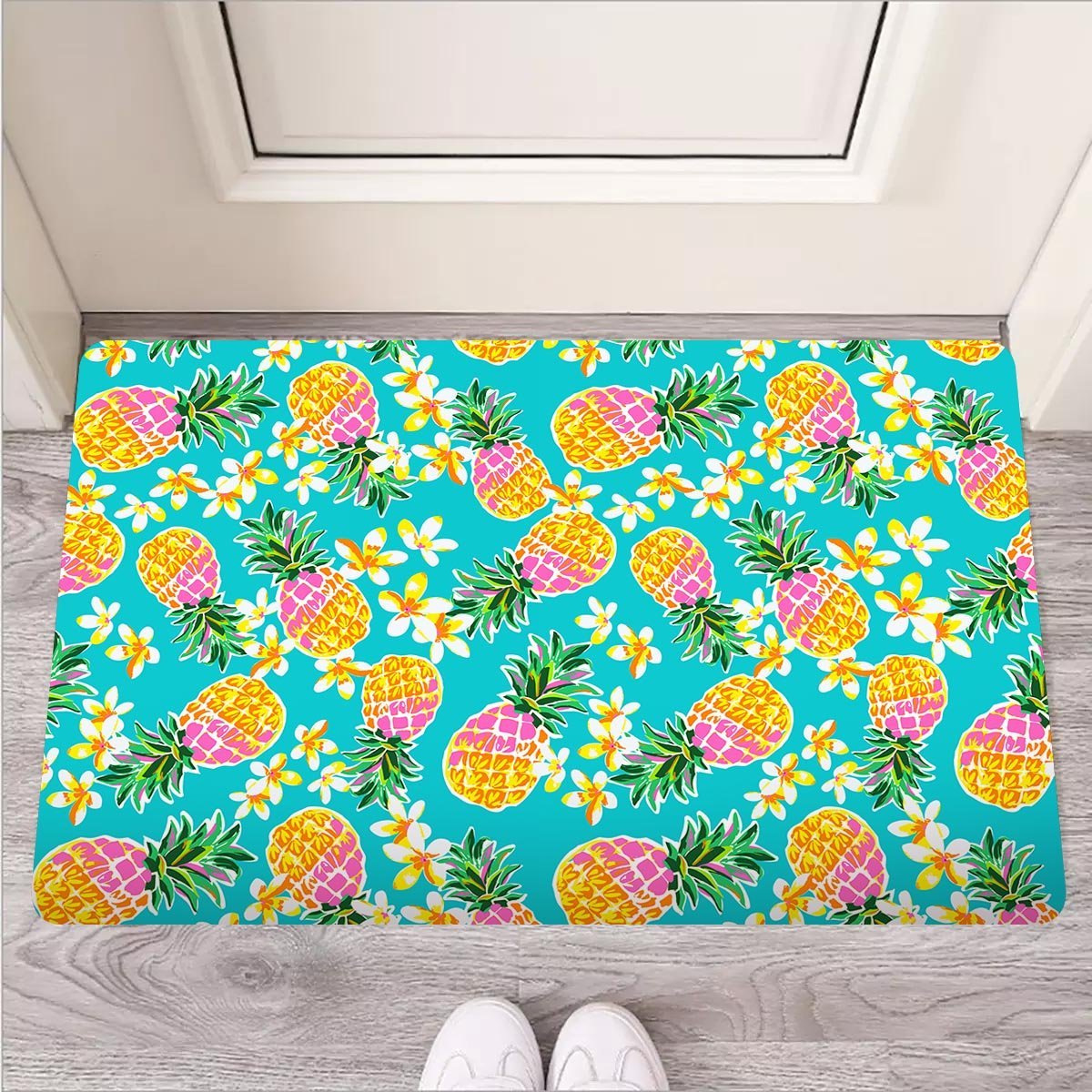 Hawaiian Pineapple Print Door Mat-grizzshop