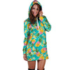 Hawaiian Pineapple Print Hoodie Dress-grizzshop