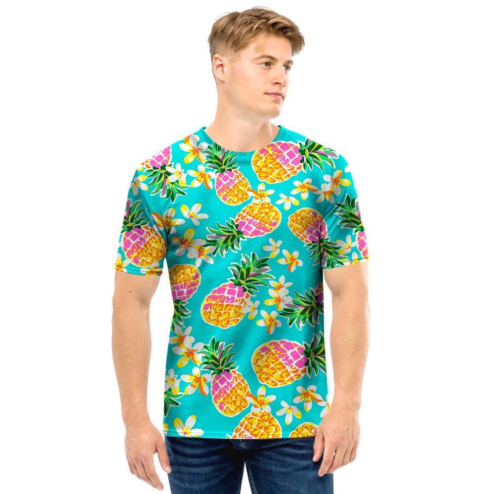 Hawaiian Pineapple Print Men T Shirt-grizzshop