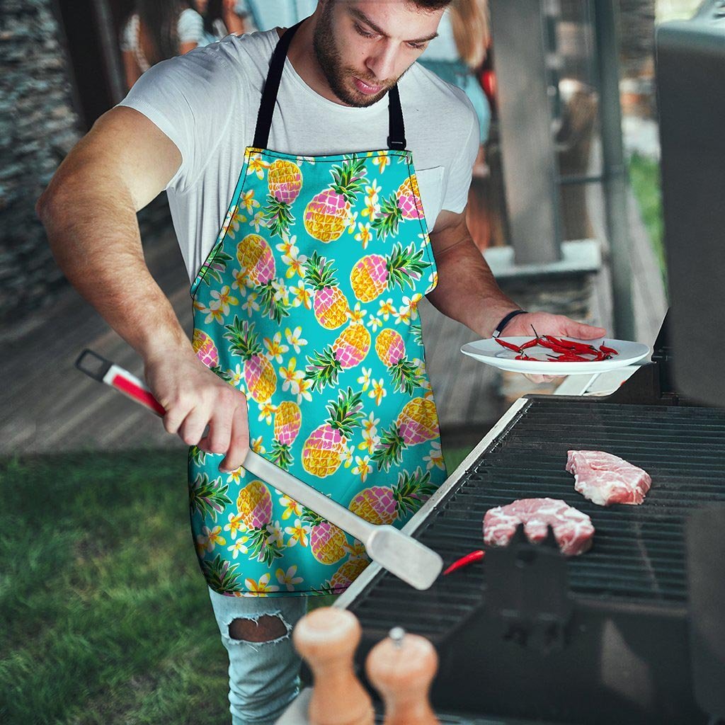 Hawaiian Pineapple Print Men's Apron-grizzshop