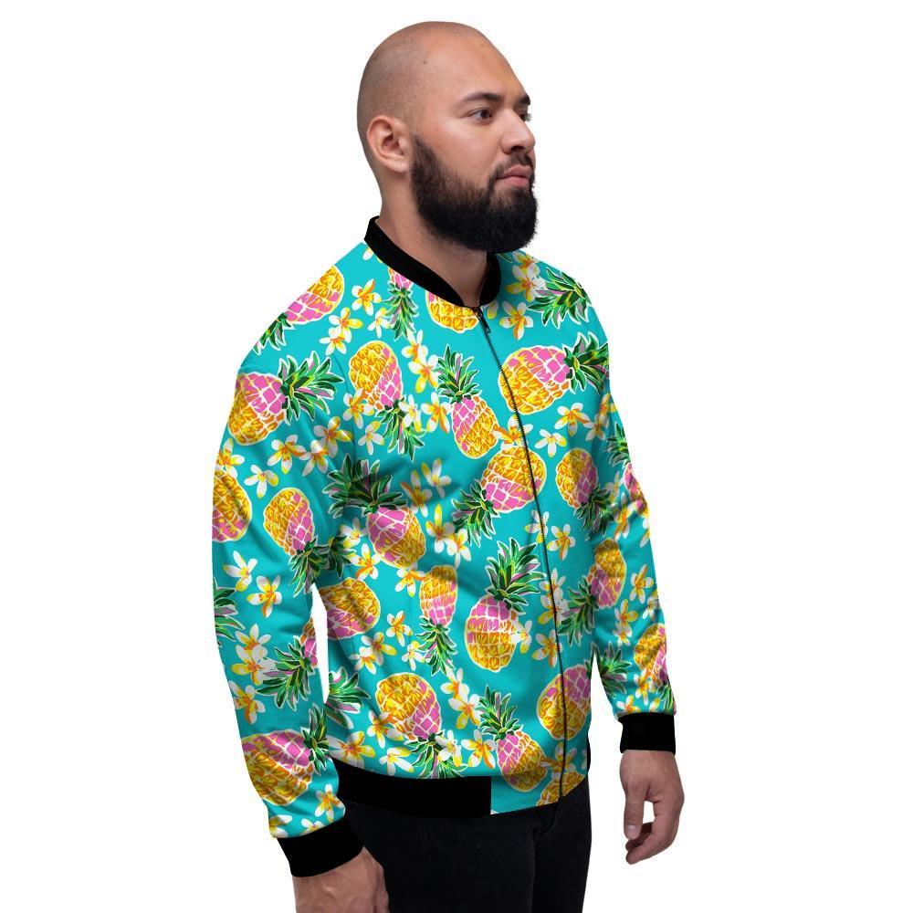 Hawaiian Pineapple Print Men's Bomber Jacket-grizzshop