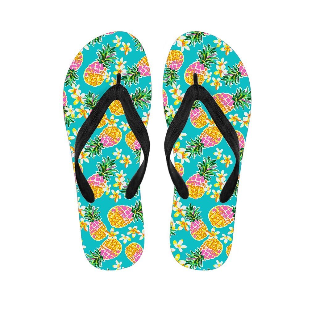 Hawaiian Pineapple Print Men's Flip Flops-grizzshop