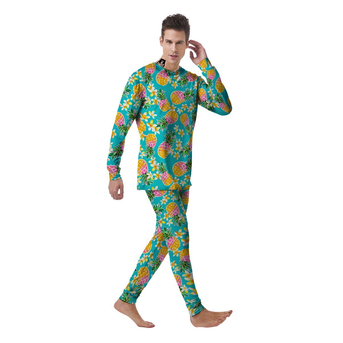 Hawaiian Pineapple Print Men's Pajamas-grizzshop