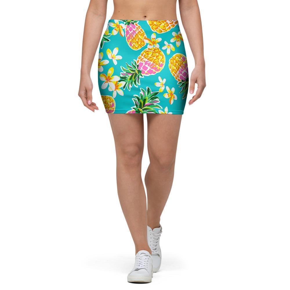 Hawaiian Pineapple Print Mini Skirt-grizzshop