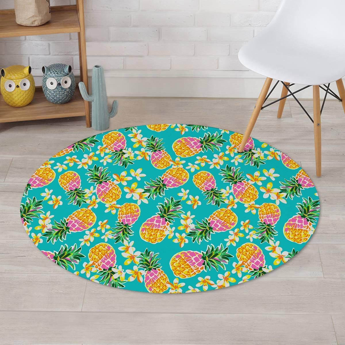 Hawaiian Pineapple Print Round Rug-grizzshop