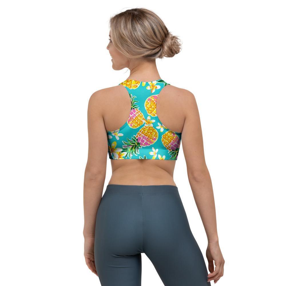 Hawaiian Pineapple Print Sports Bra-grizzshop