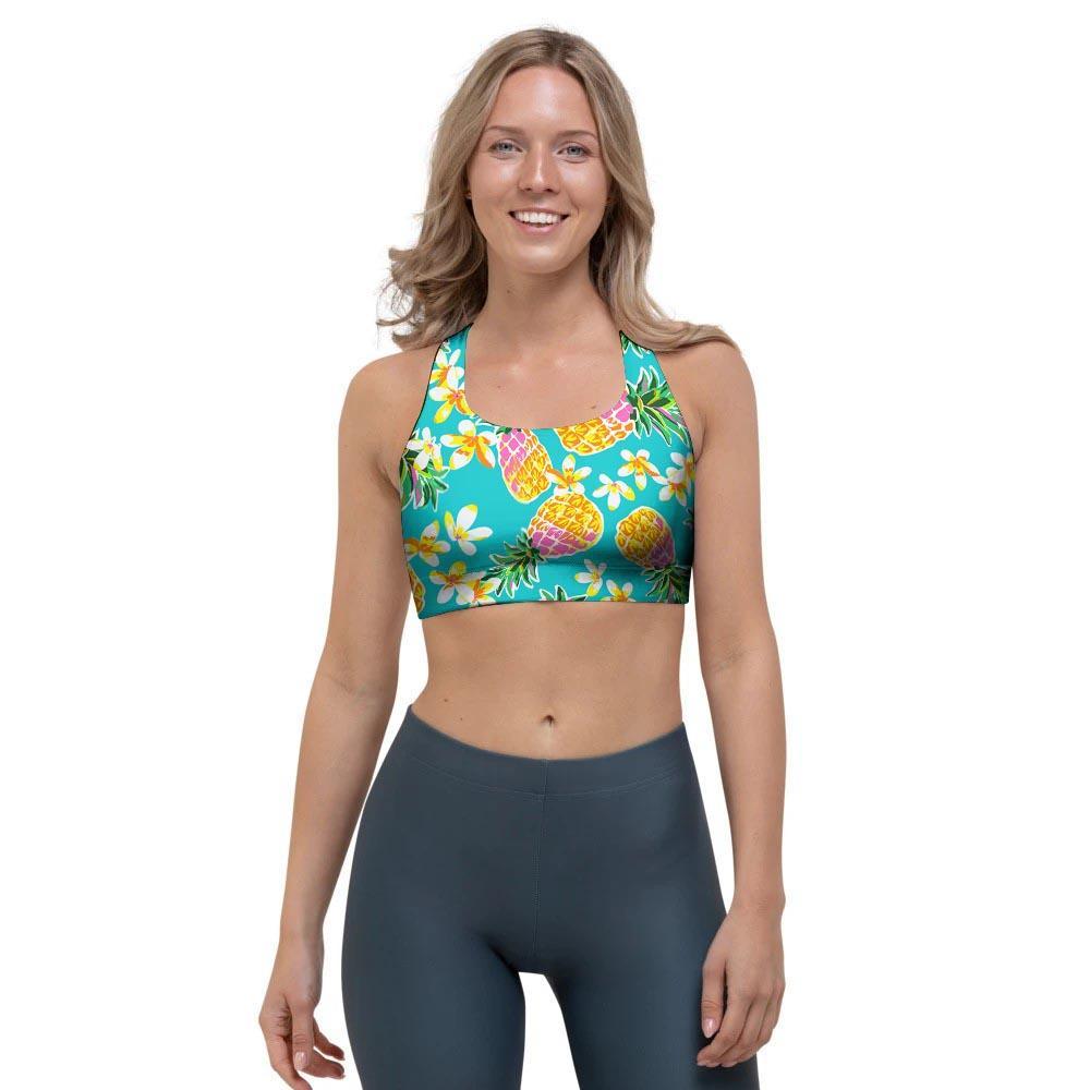 Hawaiian Pineapple Print Sports Bra-grizzshop