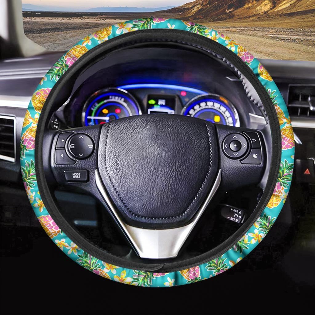 Hawaiian Pineapple Print Steering Wheel Cover-grizzshop