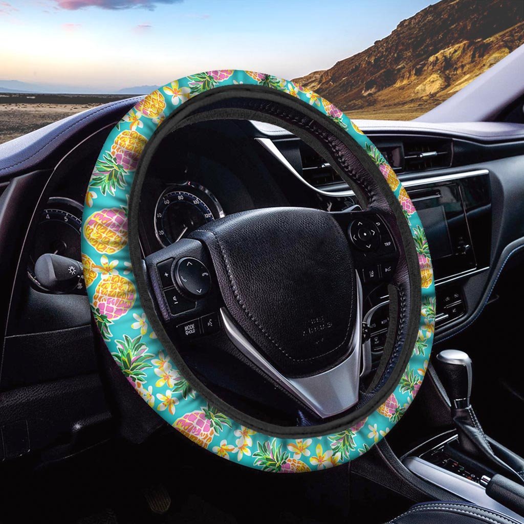 Hawaiian Pineapple Print Steering Wheel Cover-grizzshop